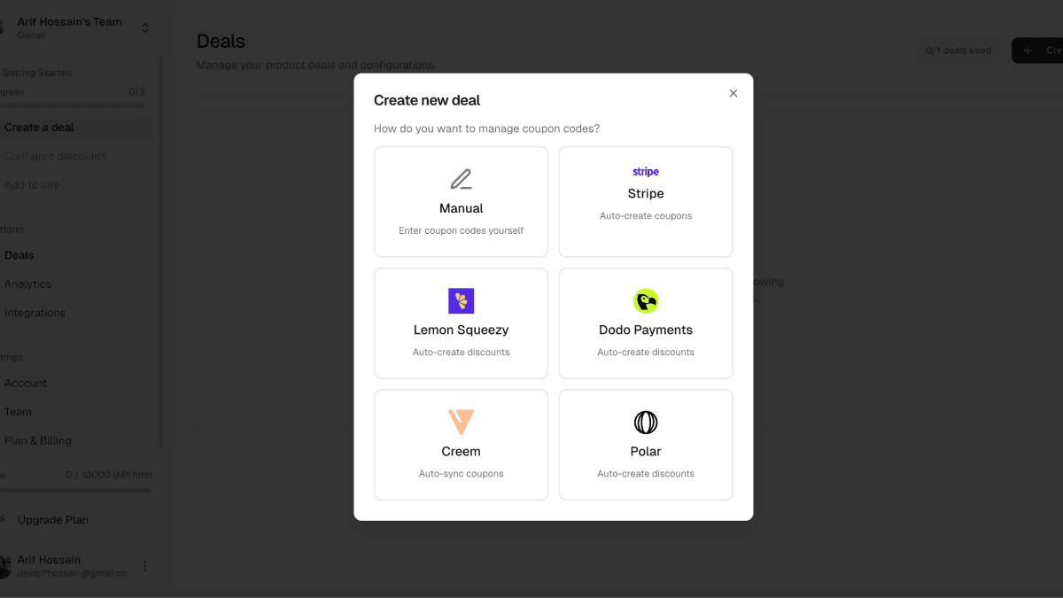 Create deal with Polar