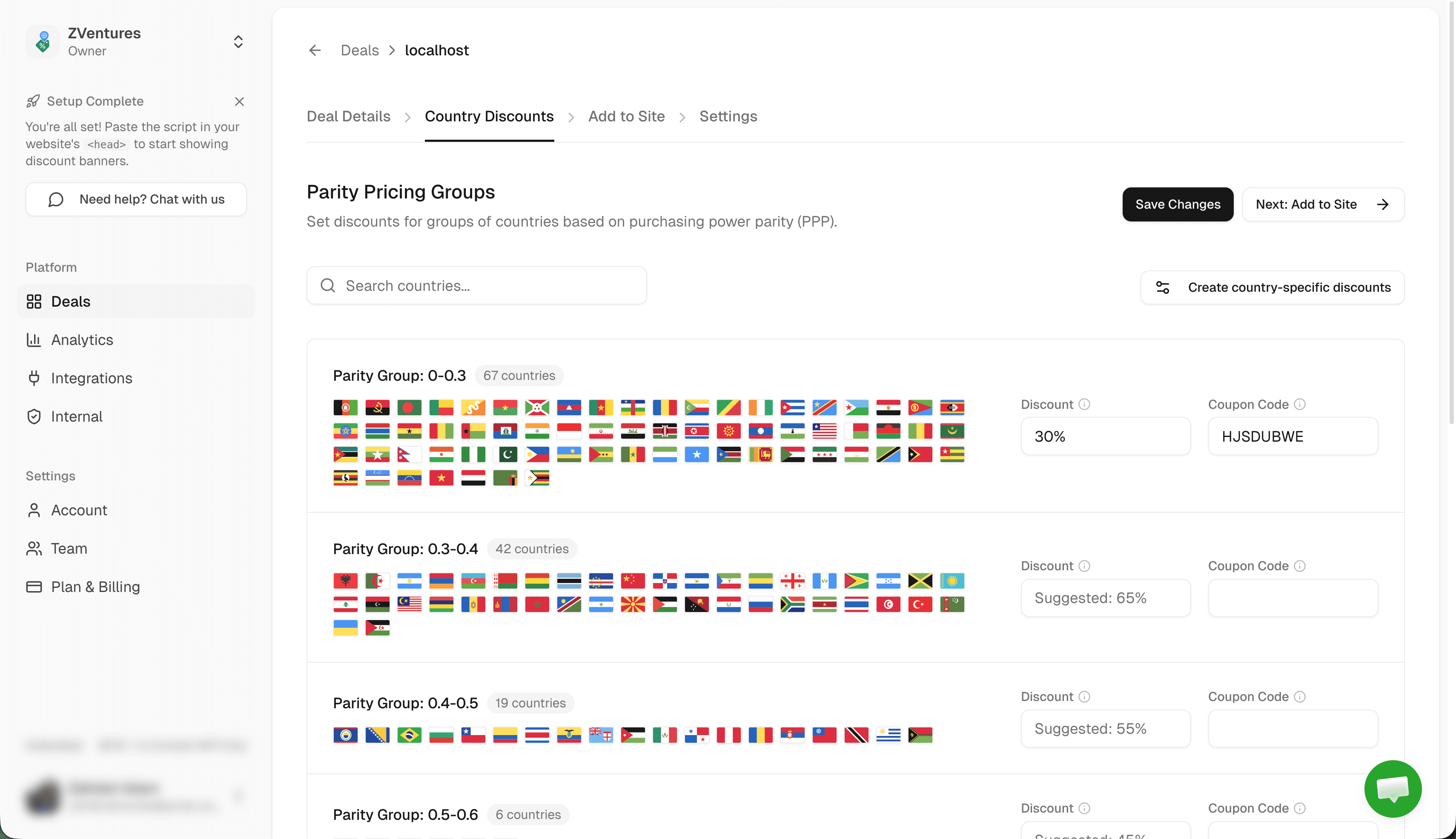 Configure regional discounts