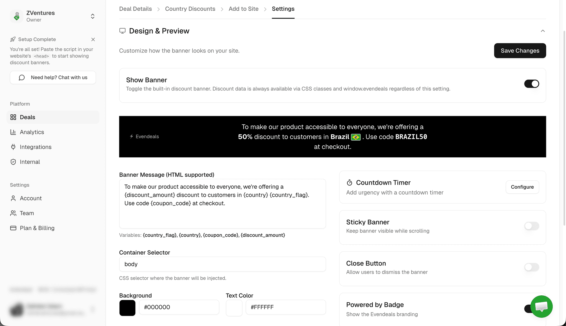 Banner and popup designer
