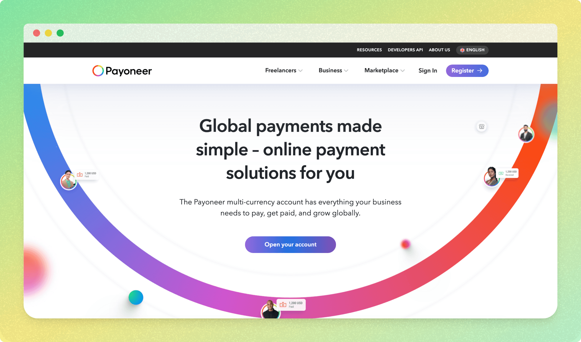 Payoneer dashboard interface