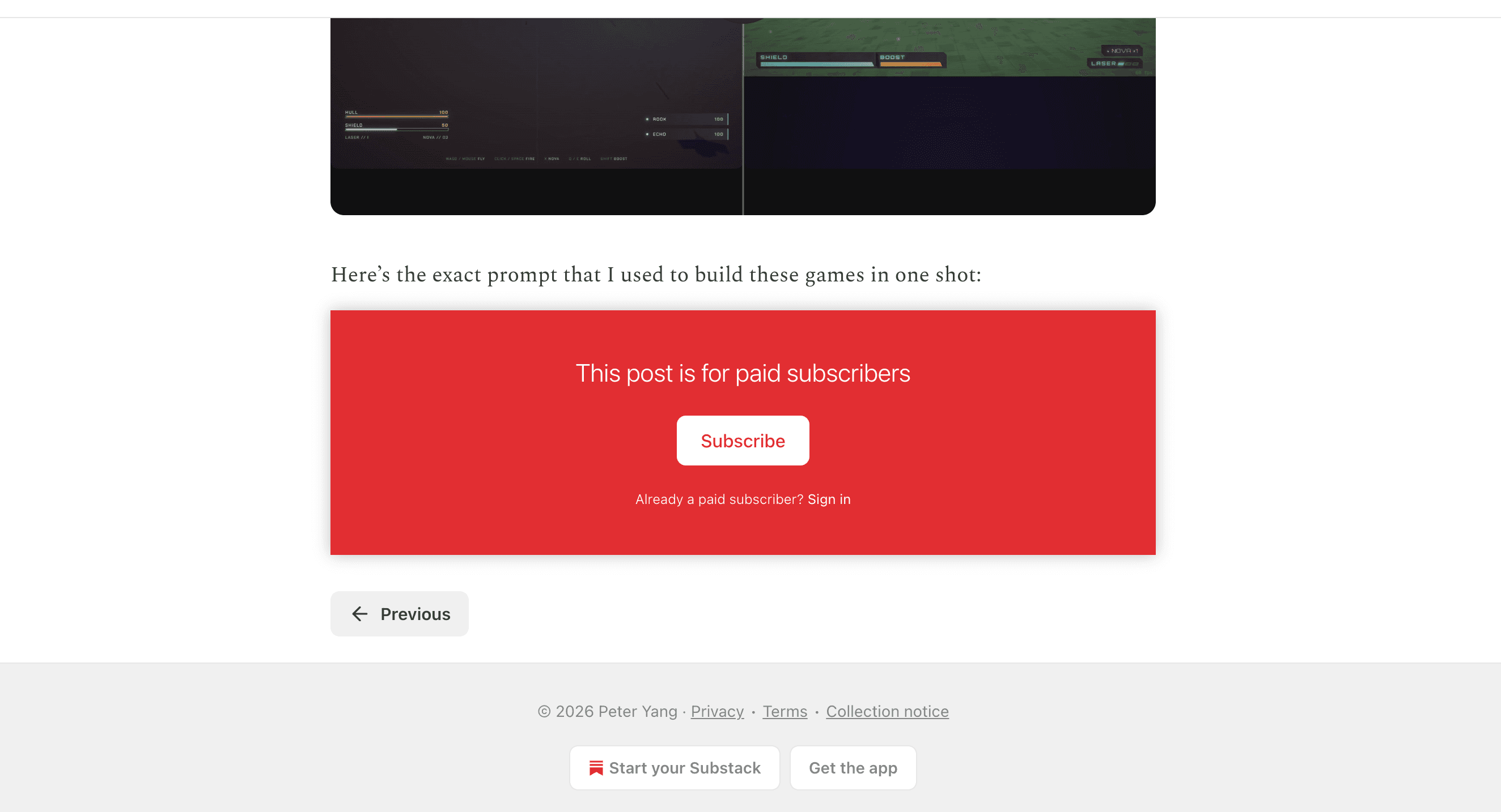 A newsletter post transitioning from free content to a paid subscriber paywall